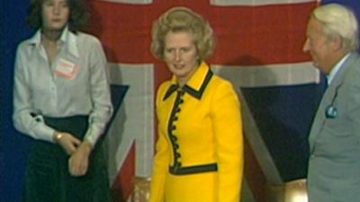 Margaret Thatcher in one of the suits which will be auctioned