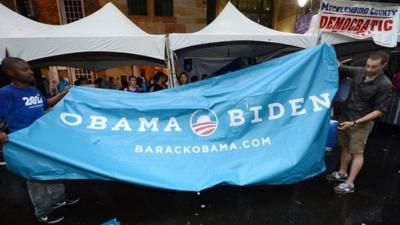 Democrat campaign workers in Charlotte, North Carolina