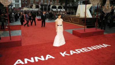 Keira Knightley on Anna Karenina red carpet in Leicester Square, London