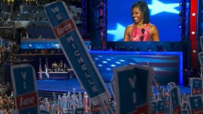 Michelle Obama on stage at the Democratic convention