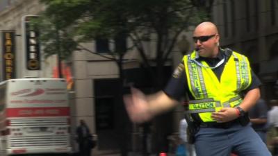 Dancing traffic policeman in Charlotte