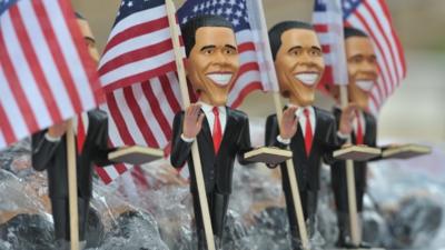 Obama figurines for sale near the Time Warner Cable Arena in Charlotte, North Carolina, on 4 September 2012