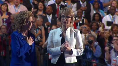 Gabby Giffords leads the DNC in the pledge of allegiance