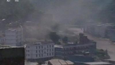 Dust rising after quake