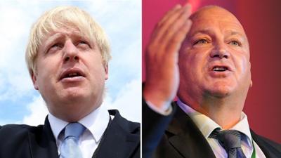 Boris Johnson (l) and Bob Crow