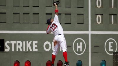 The scoreboard at Fenway Park