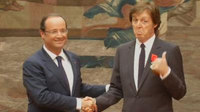 Francois Hollande and Sir Paul McCartney