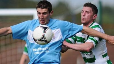 Match action from Ballymena United against Donegal Celtic