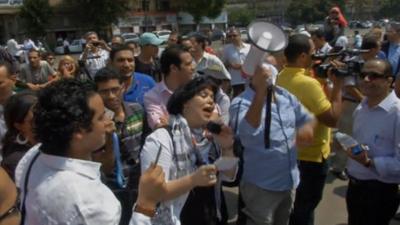 Egyptian tour guides protesting