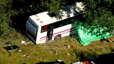 Crashed coach on the A3