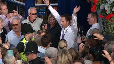 Ben Ainslie's Olympic celebration in Weymouth