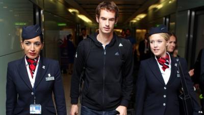 Andy Murray at Heathrow Airport