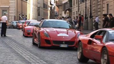 Ferrari cars on streets of Rome