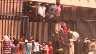 Protesters outside embassy