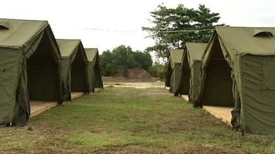 Tents in asylum camp