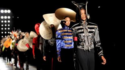 Models at London Fashion Week on catwalk