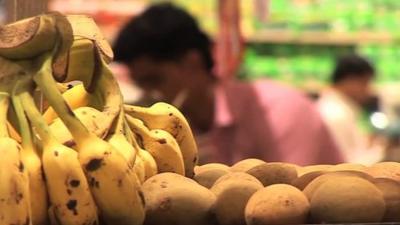 Fruit and vegetables in an Indian supermarket