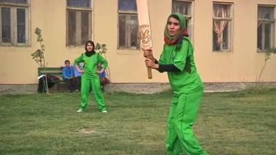 Female cricket players train in Kabul