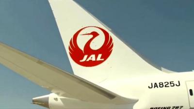 Japan Airlines logo on Boeing 787 tail fin