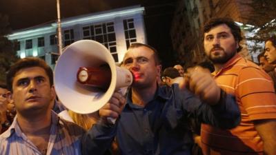 A man shouting during protests