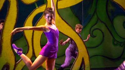 Dancers in rehearsal on stage