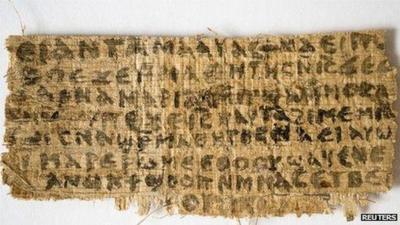 A previously unknown scrap of ancient papyrus written in ancient Egyptian Coptic 4th Century script