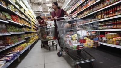 Shoppers at store in Mumbai