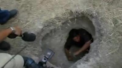 Man inside tunnel outside Piedras Negras prison in Mexico