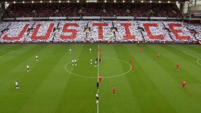 Anfield pays tribute to the victims of the Hillsborough disaster