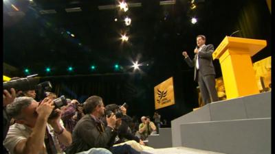 Nick Clegg on stage