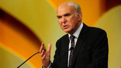 Vince Cable addresses the 2011 Liberal Democrat Party conference