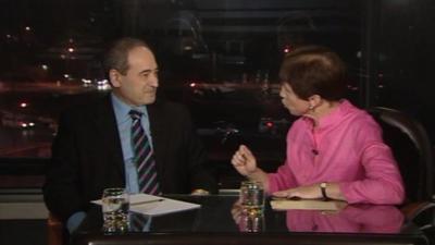 Syrian deputy Foreign Minister Faisal Mekdad and the BBC's Lyse Doucet