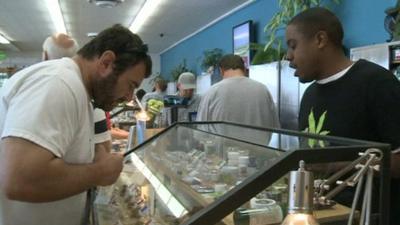 Counter at the Harborside marijuana dispensary