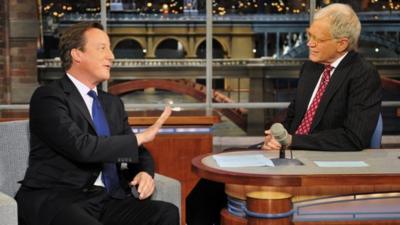 David Cameron talking to David Letterman