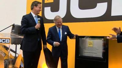 David Cameron opens JCB factory in Brazil