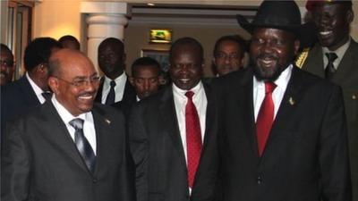 Sudanese President Omar al-Bashir and South Sudanese President Salva Kiir