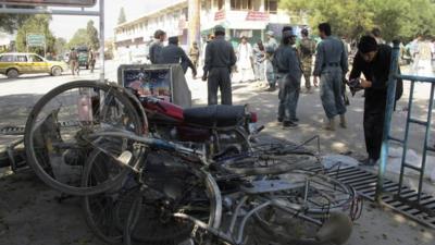 Scene of suicide bombing in Khost, Afghanistan, on 1/10/12