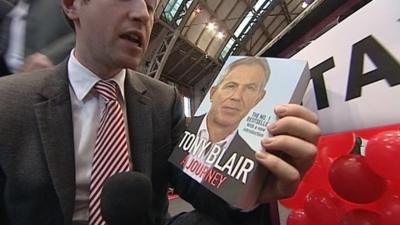 Adam Fleming with Tony Blair book