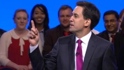 Ed Miliband addressing party conference