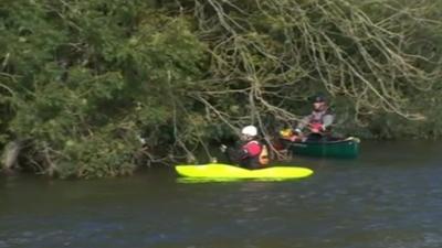 Kayaks on River Dyfi