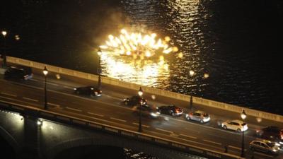 Fireworks on the river Seine