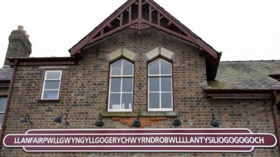 Llanfair PG railway sign