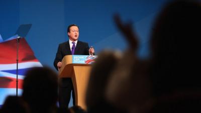 David Cameron makes his speech to conference