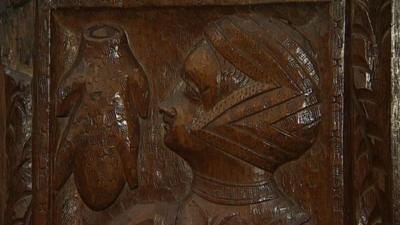 A medieval carving in a Devon church