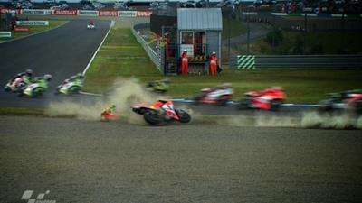 Valentino Rossi falls off at last year's Japanese GP