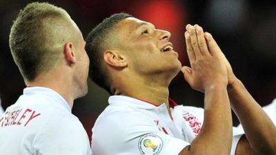 England's Alex Oxlade-Chamberlain celebrates his goal