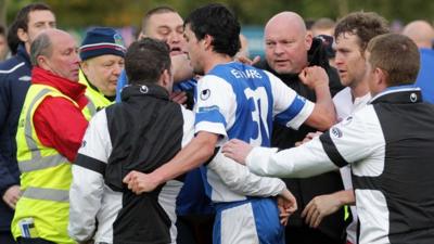 Trouble flared after the final whistle at Stangmore Park