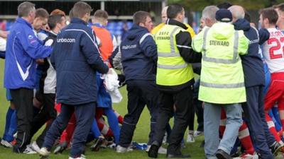 Trouble erupted after the final whistle at Stangmore Park