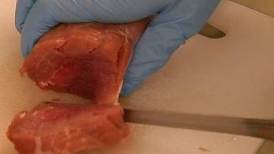Pork being cut up