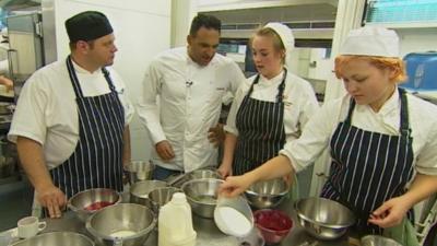 Michael Caines with academy apprentices